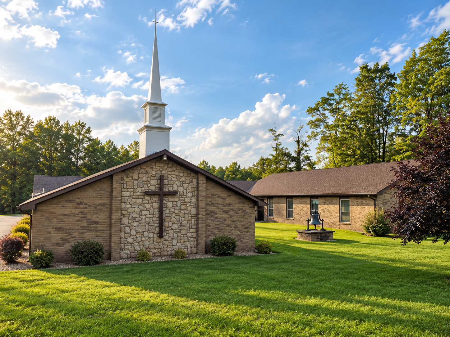 Bell and lawn at Grace Bible Church